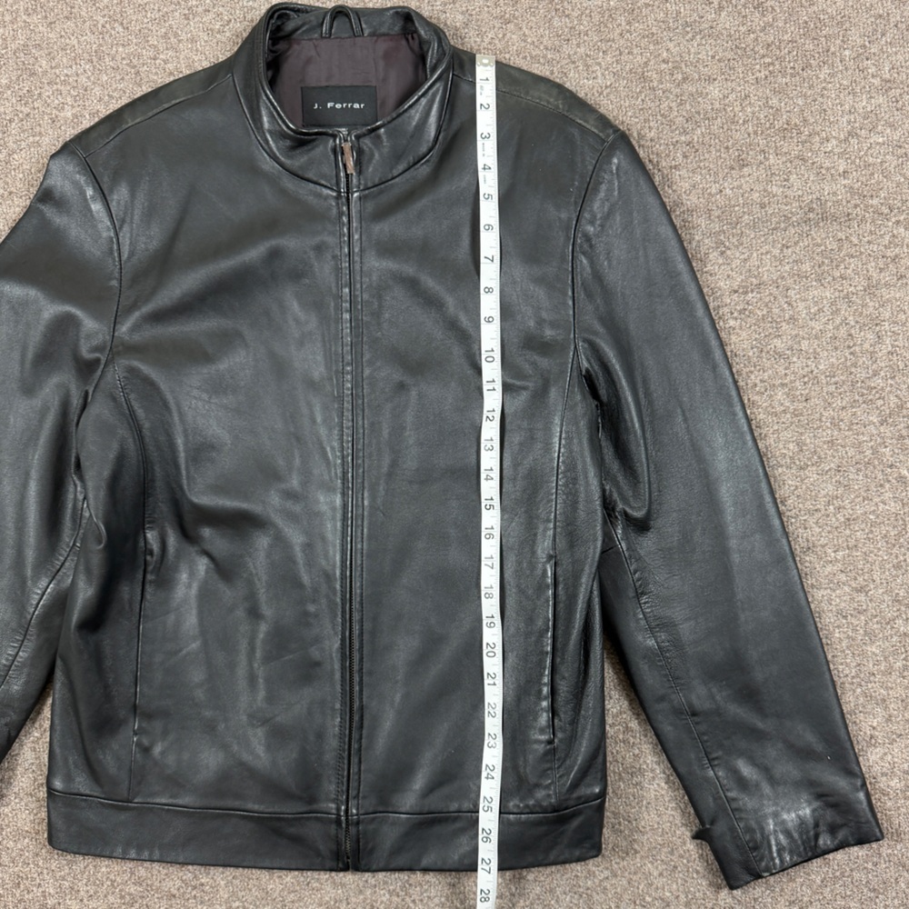 J. Ferrar Black Genuine Leather Full Zip Collared Moto Jacket Men’s M 90s Grunge - Picture 9 of 10